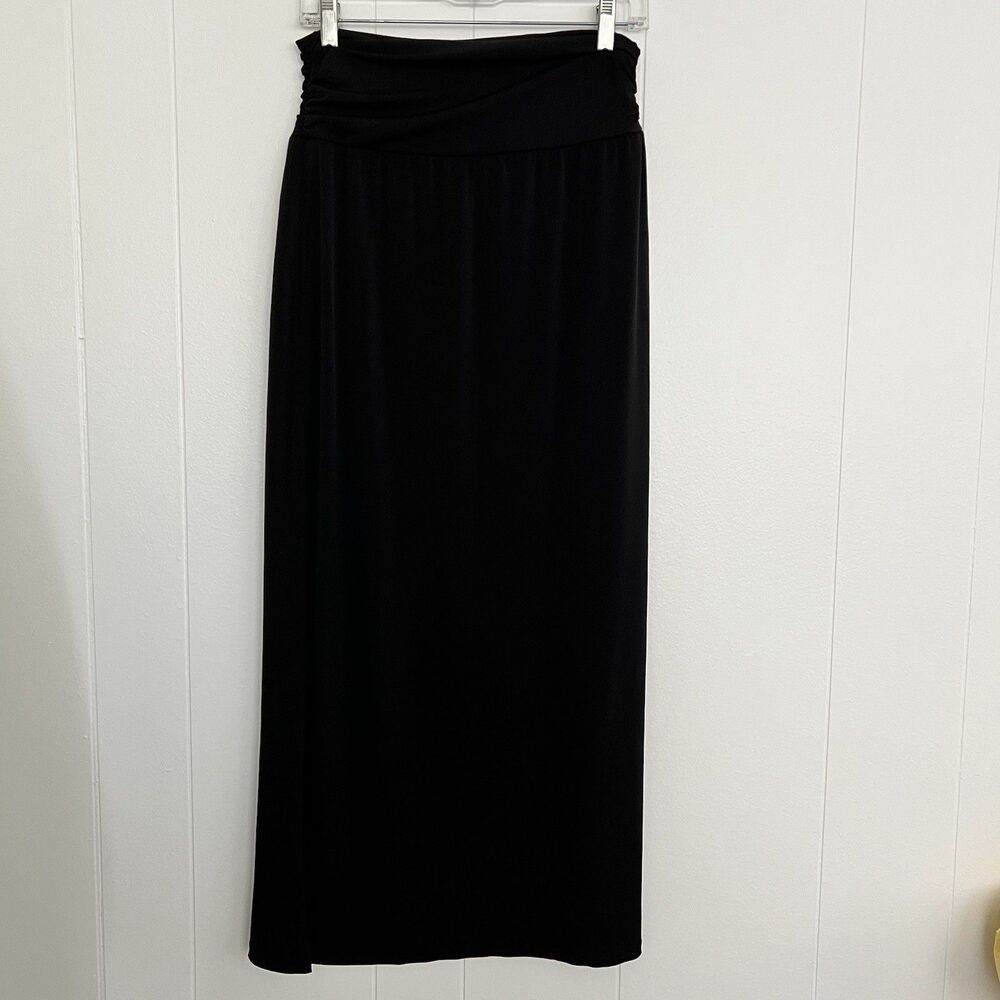 AB Studio Classic Black Stretch Maxi Skirt Casual Office Dressy Party Women's M